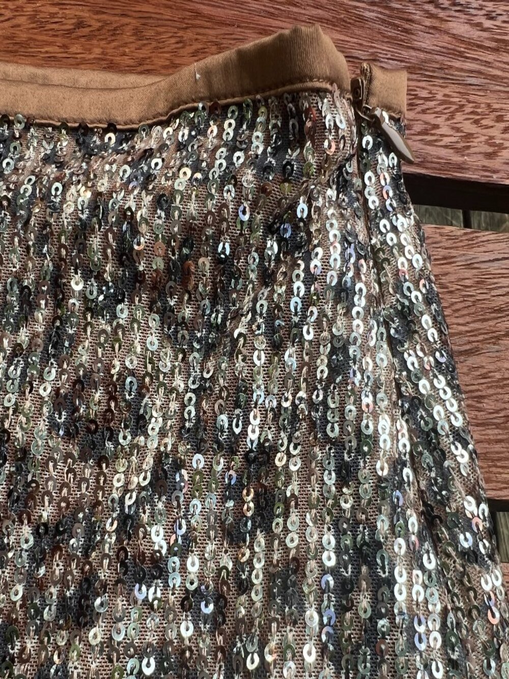 ZARA skirt mini sequins copper/brown/black LG lined zip fashion party